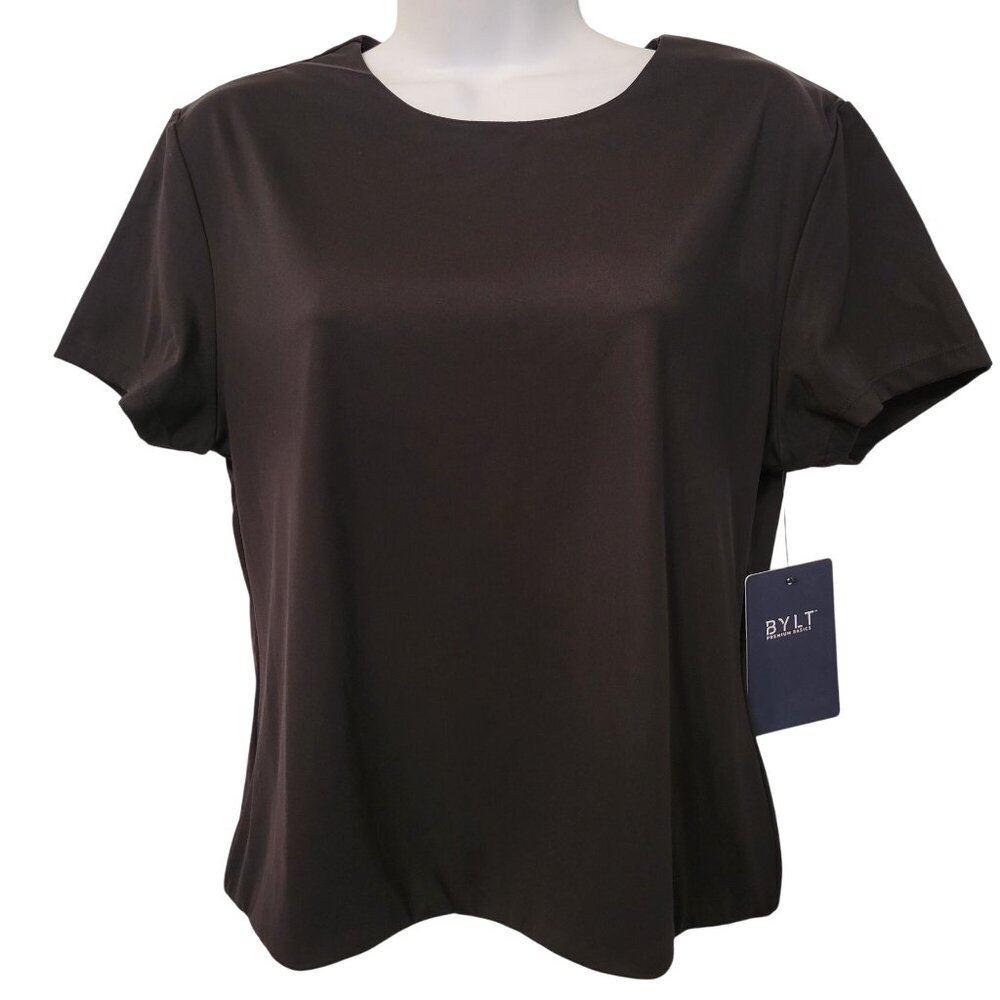 BYLT Premium Basics Contour Short Sleeve Top Black XL Nylon Spandex Fitted Cropp